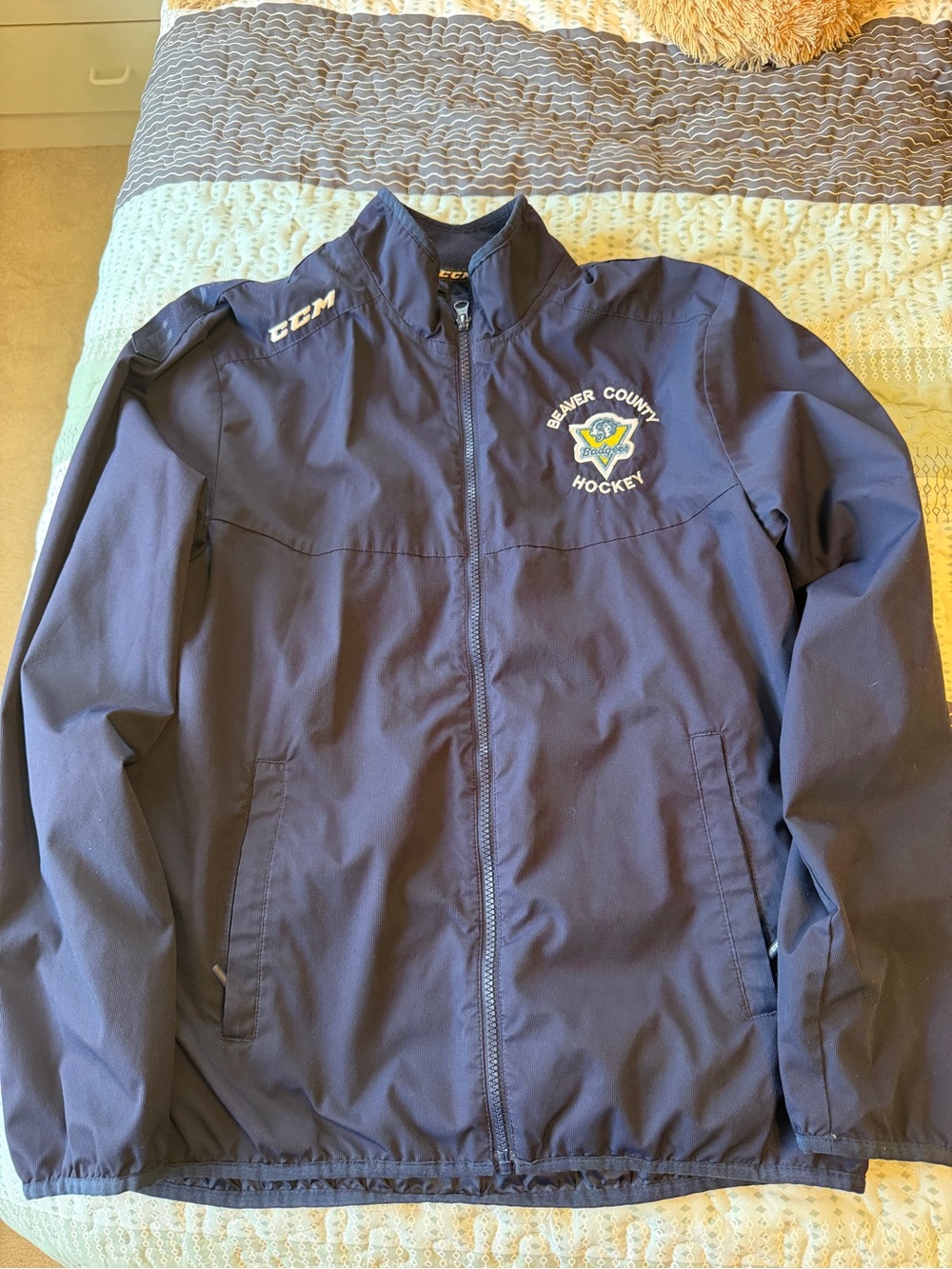CCM Navy Beaver County Hockey Windbreaker Jacket